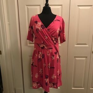 SHORT SLEEVE FIT AND FLARE LANDS END DRESS